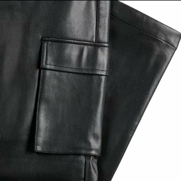 NWT Faux Leather Crop Cargo Pants - Picture 3 of 8